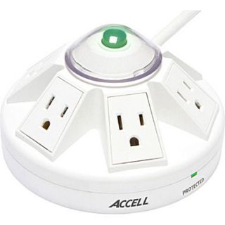Accell Powramid White 6 Outlet 1080 Joule Power Center and Surge Protector With 4 Cord