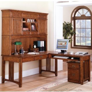 Mission Hills L Shaped Desk w/File Cabinet and Optional Hutch by Kathy Ireland   Desks