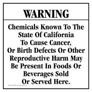 California Prop 65 Chemicals Cause Cancer Sign CAWE 9796 Cancer Agent  Business And Store Signs 