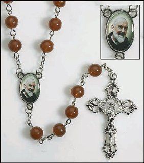 Saint/St. Padre Pio 23 " Glass Rosary with Holy Card, Pamphlet and Velour Bag Known for Miracles and Healing Powers  Other Products  