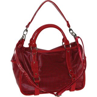 Buxton Checked Rectangle Pu Satchel With Patent Trim