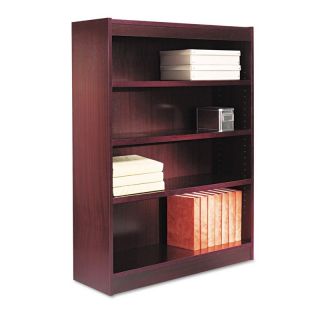 Alera BCS44836MY Square Corner Wood Veneer Bookcase   Mahogany   Bookcases