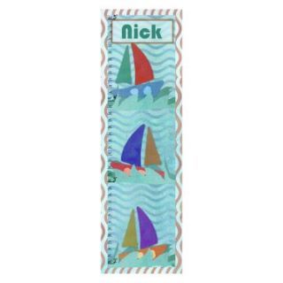 Retro Boats Personalized Canvas Growth Chart   10W x 39H in.   Kids and Nursery Wall Art
