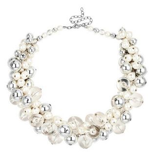 Betty Jackson.Black Silver and white mixed bubble cluster necklace