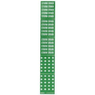 Brady 7273 3C 2 1/4" Height, 2 3/4" Width, B 946 High Performance Vinyl, White On Green Color Self Sticking Vinyl Pipe Marker, Legend "Storm Drain", For 3" Or Less Outside Pipe Diameter Industrial Pipe Markers Industrial & Sc