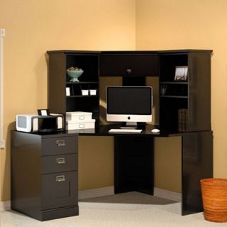 Bush My Space Stockport Corner Computer Desk with Optional Hutch and File Cabinet   Desks