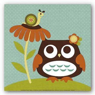 Owl Looking at Snail Poster by Nancy Lee (12.00 x 12.00)   Prints