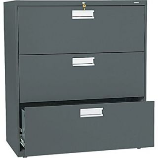 HON Brigade™ 600 Series Lateral File Cabinet, 36 Wide, 3 Drawer, Charcoal