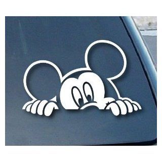Mickey Mouse Peeking Style #2   5" WHITE Vinyl Decal Window Sticker for Laptop, Ipad, Window, Wall, Car, Truck, Motorcycle   Wall Decor Stickers  