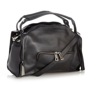 J by Jasper Conran Designer black large leather double tassel shoulder bag
