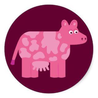 Pink Cow Round Sticker