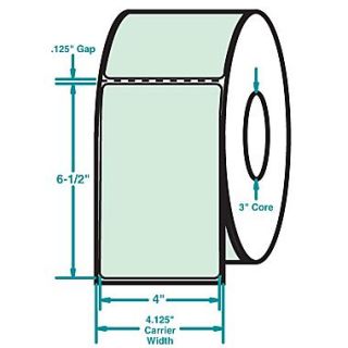 4 x 6 1/2 Perfed Green Permanent Adhesive Thermal Transfer Roll Zebra Compatible Label/Ribbon Kit  Make More Happen at