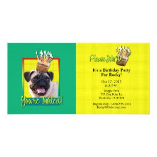 Invitation Cupcake   Pug Photo Card Template
