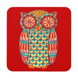 Colorful Retro Owl Coasters   Set of 6