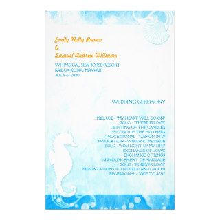 Chic Caribbean Blue Beach Wedding Programs (Flat) Flyer Design