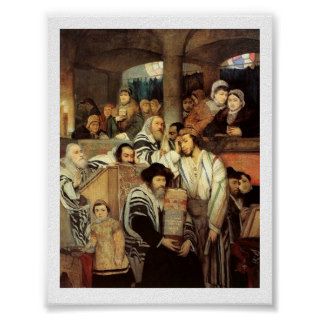 Jews Praying on Yom Jewish Poster Print