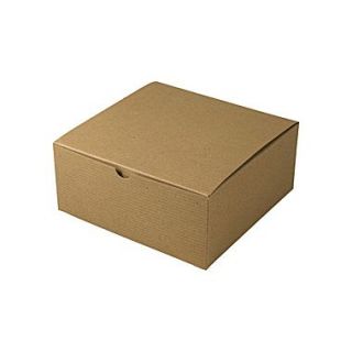 Shamrock 8 x 8 x 3 1/2 Recycled Kraft Pinstripe Tuck It 1 Piece Folding Gift Box, Brown/Beige  Make More Happen at
