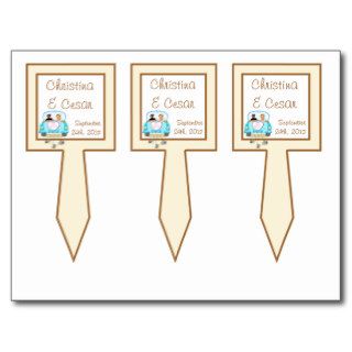 3 Cup Cake Picks Just got Married Couple Postcards