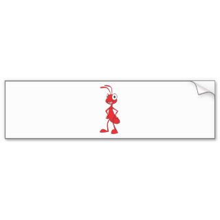 Red Ant Standing Arms on Waist Cartoon Shirt Bumper Stickers