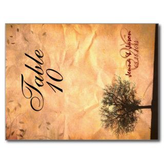 Vintage Autumn Tree Table # Card (Flat, Portrait) Postcard