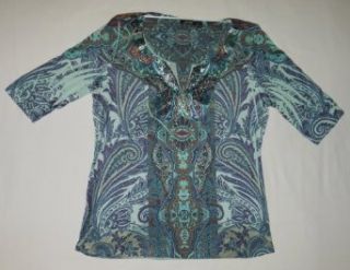 Apt. 9� Women's Paisley Sublimation Top (Large (12/14)) Fashion T Shirts