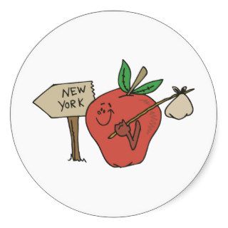 New York NY Apple Vintage Travel Souvenir Round Sticker