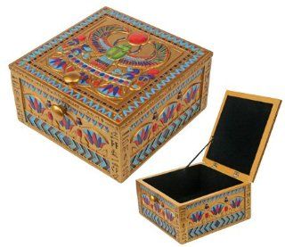 Egyptian Scarab Square Box   Collectible Jewelry Container Egypt 6858  
