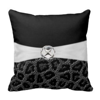 Black White  Diamond Accent Leopard Print Throw Pi Throw Pillow