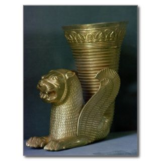 Rhyton in the shape of a seated lion monster postcards