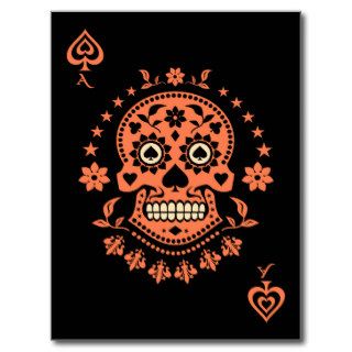 Ace of Spades Sugar Skull Postcard