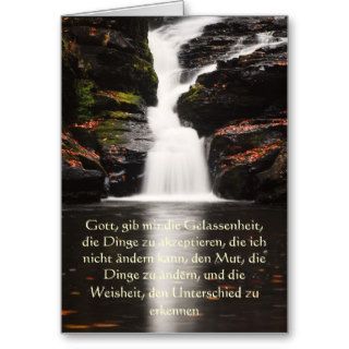 Serenity Prayer in German, Peaceful Waterfall Card