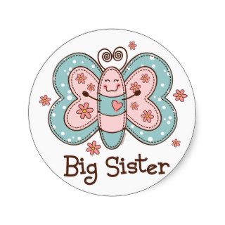 Butterfly Big Sister Round Stickers