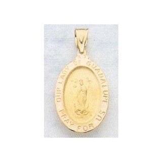 14K Gold Our Lady of Guadalupe Religious Medal   Solid 14k Yellow Gold, R16347   21mm X 15mm Pendants Jewelry