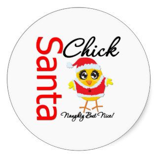 Santa Chick Naughty But Nice Round Sticker