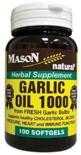 Mason Vitamins Garlic Oil 1000 Softgels, 100 Count Bottles (Pack of 4) Health & Personal Care