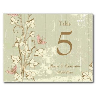 Vintage country rustic cream wedding table number post card