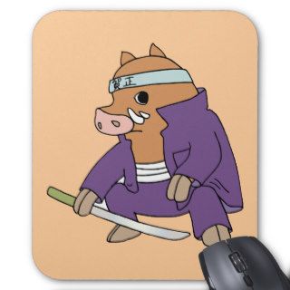 Pig ~ Samurai Warrior Pig Cartoon Animal Mousepad