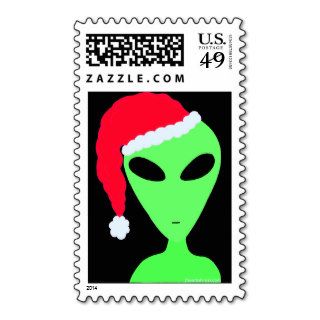 Little Green Men Alien Christmas Postage Stamps