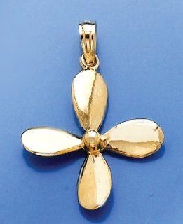 3d Gold Charm Propeller With 4 Blades Jewelry