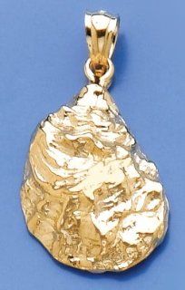 Gold Nautical Charm Pendant Oyster Shell 2 D Textured & High Polish Million Charms Jewelry