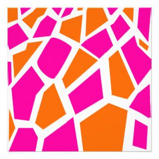 Funky Hot Pink Orange Giraffe Print Girly Pattern Personalized Announcement