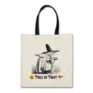 Vintage Old Witch Halloween Trick or Treat Canvas Bag
