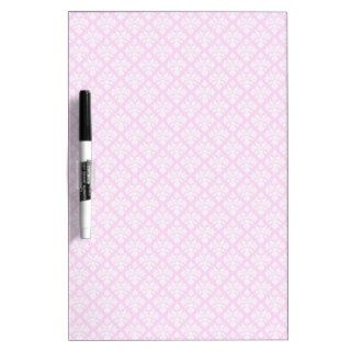 Vintage look Pink & White Damask #3 Dry Erase Whiteboard