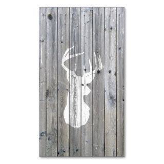 Hipster vintage white deer head on gray wood business card template