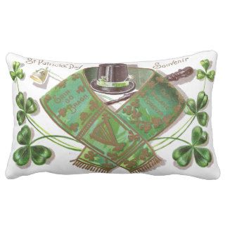 Shillelagh, Hat and Scarf Vintage St Patrick's Day Throw Pillow