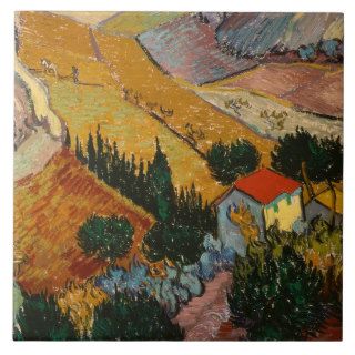 Landscape with House and Ploughman, 1889 Ceramic Tile