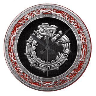 [200] Serpent God Quetzalcoatl [Silver] Clock