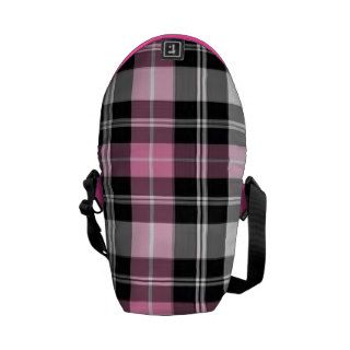Pink, Black, & White Plaid Messenger Bag