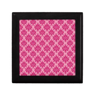 Dark pink damask rows on pink background pattern jewelry box