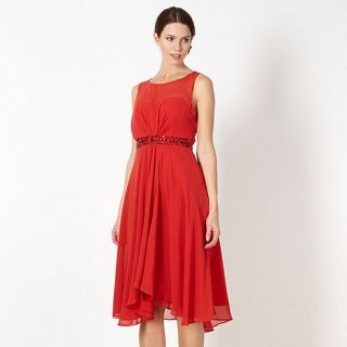Debut Red embellished waist sheer dress